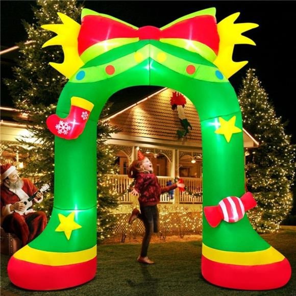 9FT Giant Christmas Inflatables Archway, Christmas Arch Blow up Decor, LED Light - Picture 3 of 6